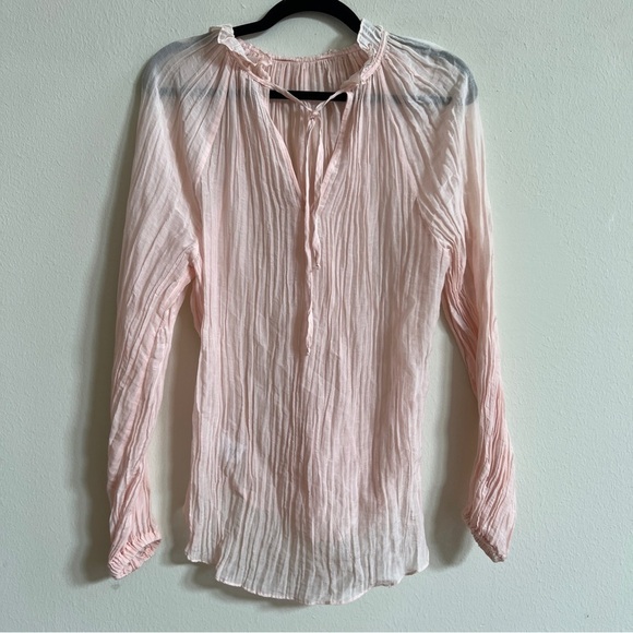 secular lab Tops - SECULAR pink light relaxed ruffle collar blouse